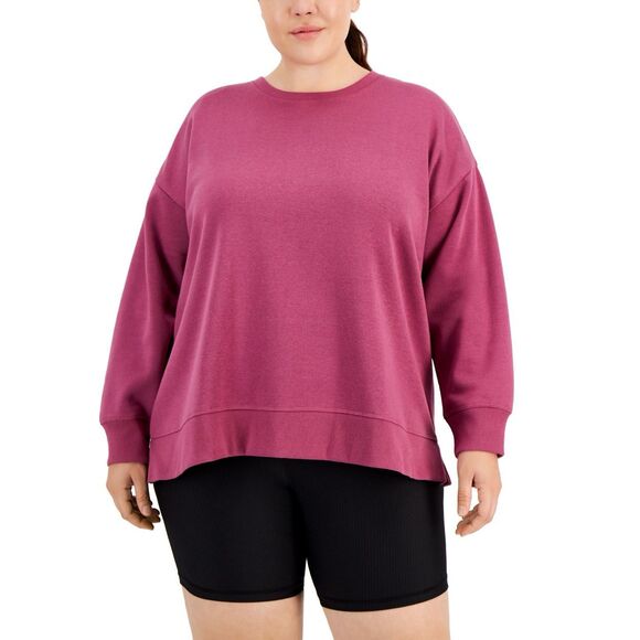 ID Ideology Plus Size Solid Crewneck Sweatshirt Purple Size 2X - Picture 1 of 3